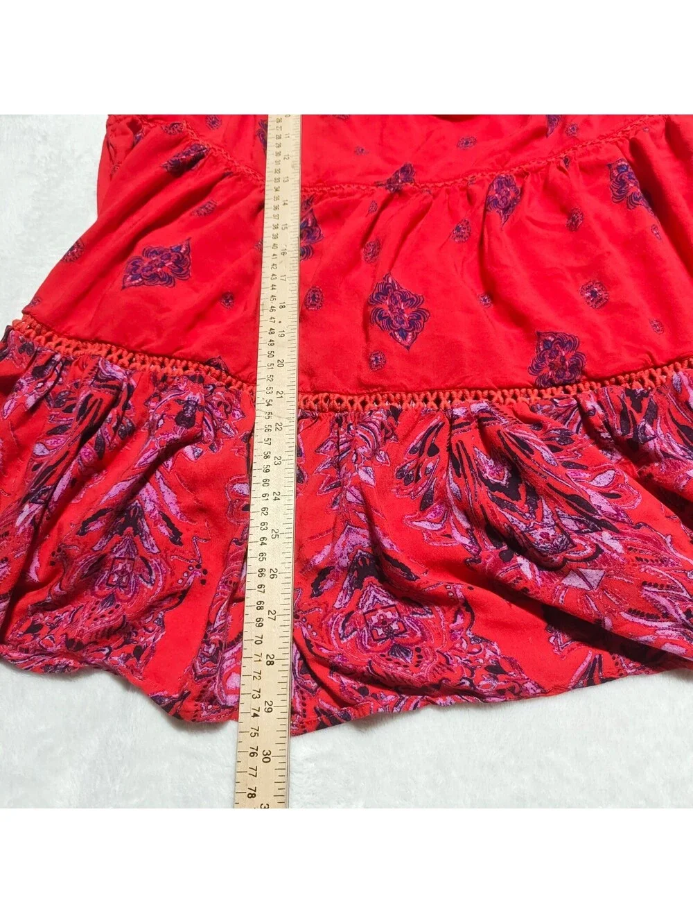 Free People Intimately red and purple paisley tiered flowy mini dress
